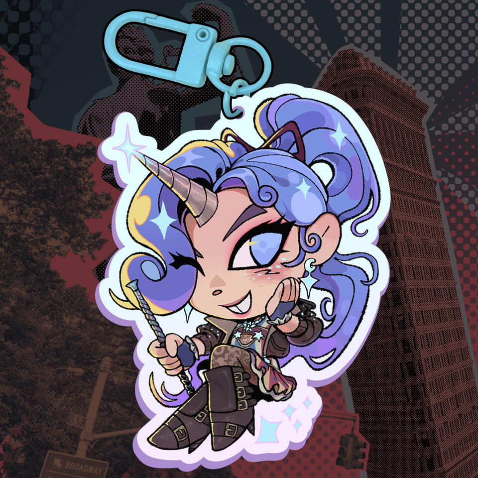 Rainbow acrylic charm of Celeste from Deadlock