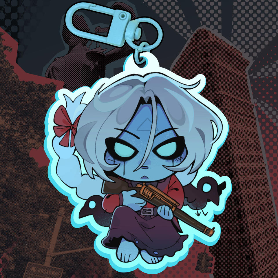 Acrylic charm of Vindicta from Deadlock